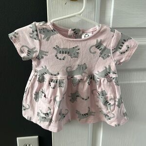 Pink with cats baby top 0-3 months